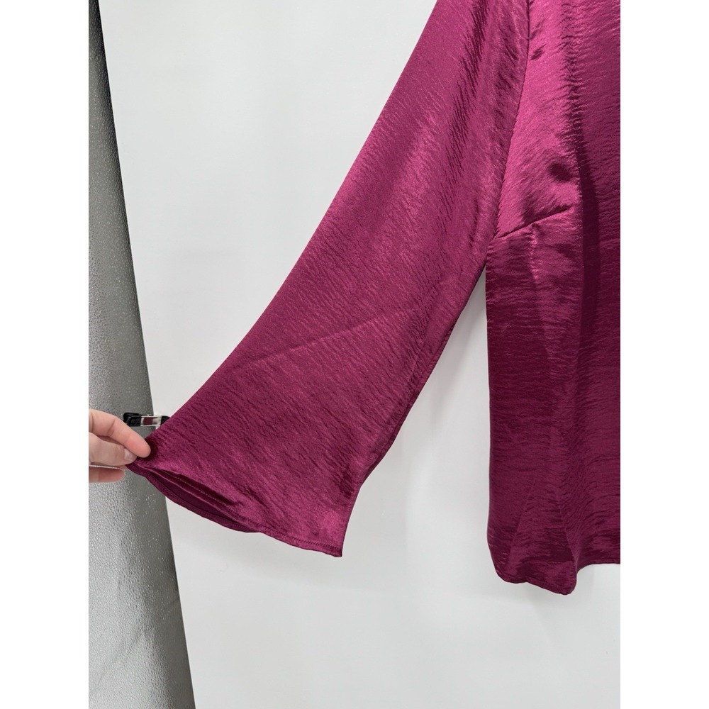 Ava & Viv Magenta Pink Satin Blouse 1X Jewel Tone Holiday Party Whimsigoth - Picture 6 of 11